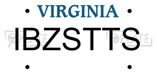 IBZSTTS Virginia License Plate