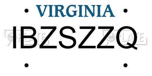 IBZSZZQ Virginia License Plate