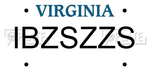 IBZSZZS Virginia License Plate