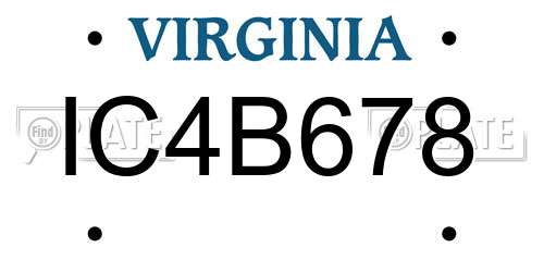 IC4B678 Virginia License Plate
