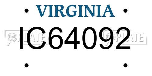 IC64092 Virginia License Plate
