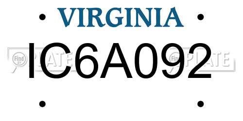 IC6A092 Virginia License Plate