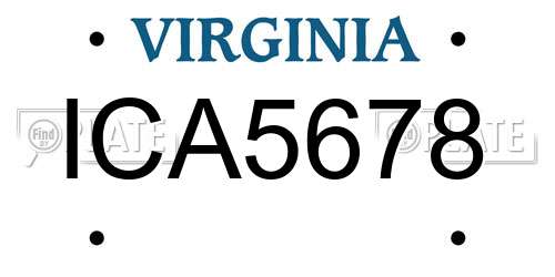 ICA5678 Virginia License Plate