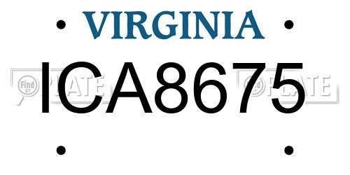 ICA8675 Virginia License Plate