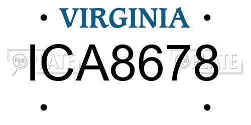 ICA8678 Virginia License Plate