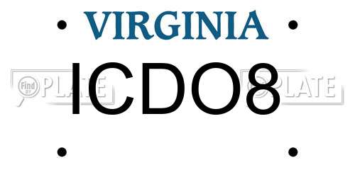 ICDO8 Virginia License Plate