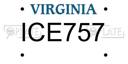 ICE757 Virginia License Plate
