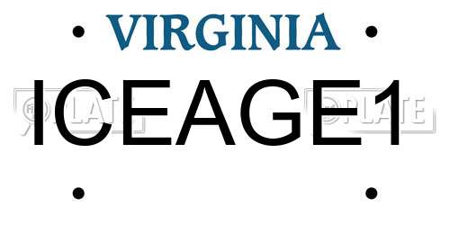 ICEAGE1 Virginia License Plate