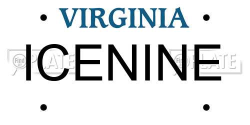 ICENINE Virginia License Plate