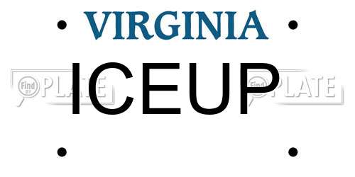 ICEUP Virginia License Plate