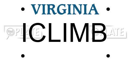 ICLIMB Virginia License Plate