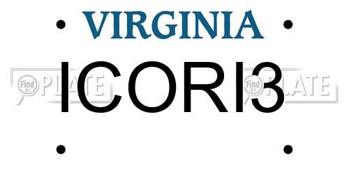 ICORI3 Virginia License Plate