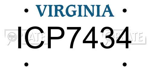 ICP7434 Virginia License Plate