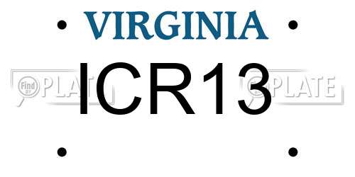 ICR13 Virginia License Plate