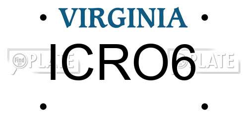 ICRO6 Virginia License Plate