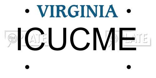 ICUCME Virginia License Plate