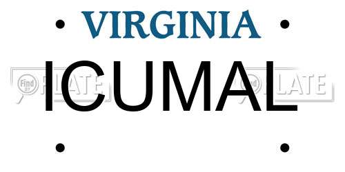 ICUMAL Virginia License Plate