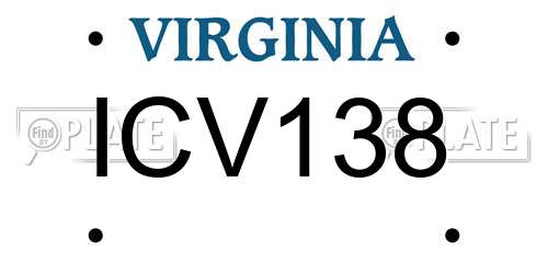 ICV138 Virginia License Plate
