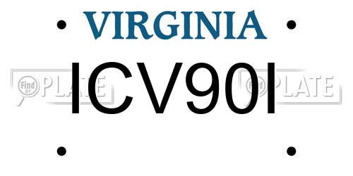 ICV90I Virginia License Plate