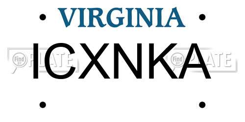 ICXNKA Virginia License Plate