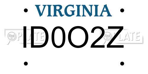ID0O2Z Virginia License Plate