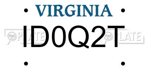 ID0Q2T Virginia License Plate