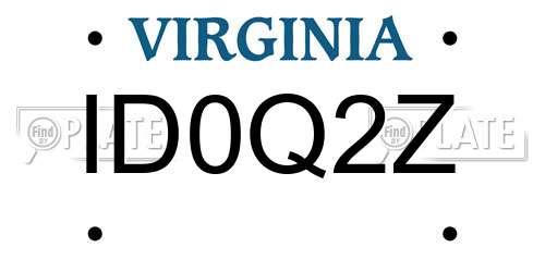 ID0Q2Z Virginia License Plate