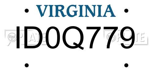 ID0Q779 Virginia License Plate