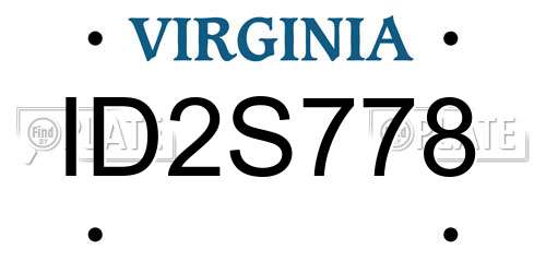 ID2S778 Virginia License Plate