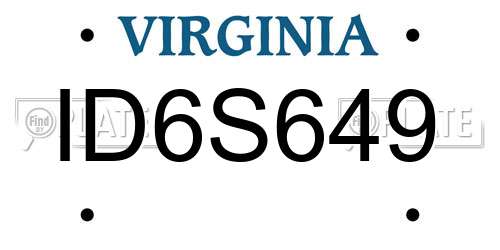 ID6S649 Virginia License Plate