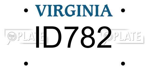 ID782 Virginia License Plate