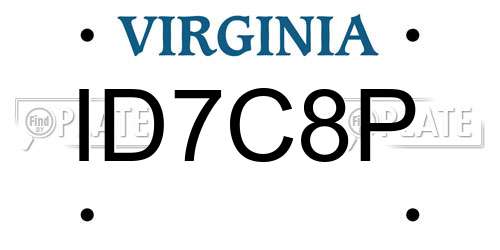 ID7C8P Virginia License Plate