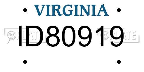ID80919 Virginia License Plate