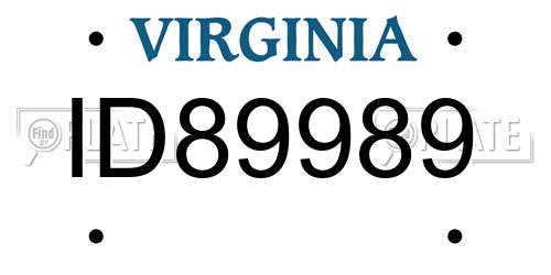 ID89989 Virginia License Plate