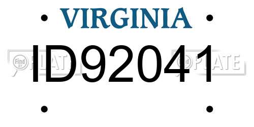 ID92041 Virginia License Plate