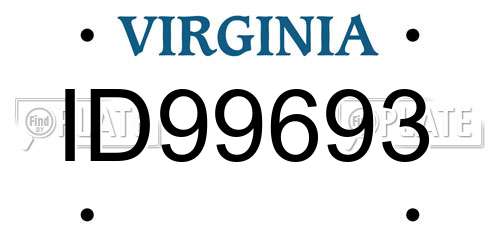 ID99693 Virginia License Plate