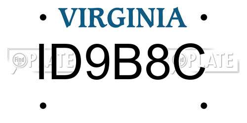 ID9B8C Virginia License Plate