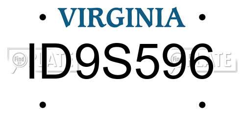 ID9S596 Virginia License Plate