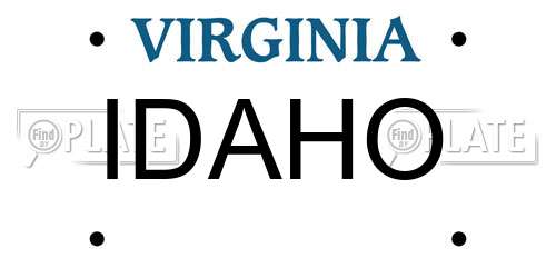 IDAHO Virginia License Plate