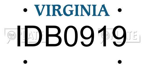 IDB0919 Virginia License Plate