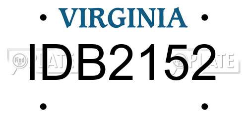 IDB2152 Virginia License Plate