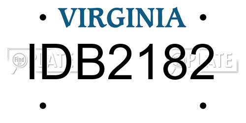 IDB2182 Virginia License Plate