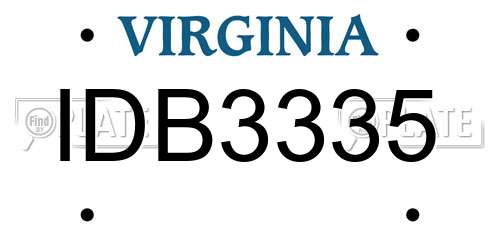 IDB3335 Virginia License Plate