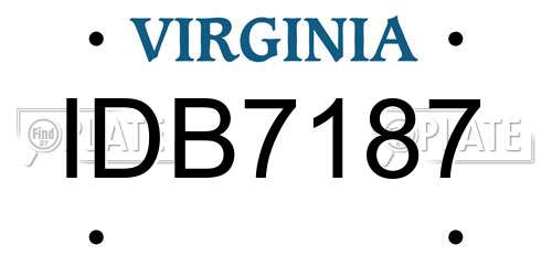 IDB7187 Virginia License Plate