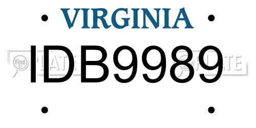 IDB9989 Virginia License Plate