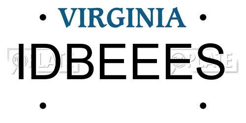 IDBEEES Virginia License Plate
