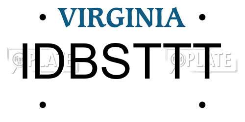 IDBSTTT Virginia License Plate