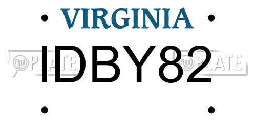 IDBY82 Virginia License Plate