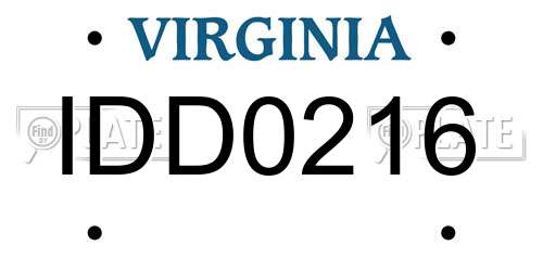 IDD0216 Virginia License Plate