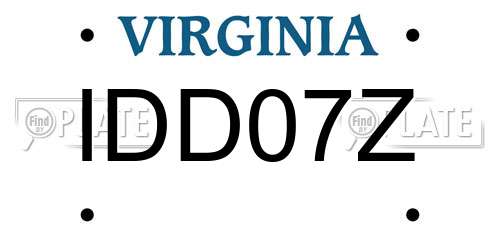 IDD07Z Virginia License Plate